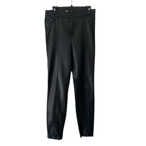 Zara Black Faux Leather Ankle Zip Pants Women Size L
